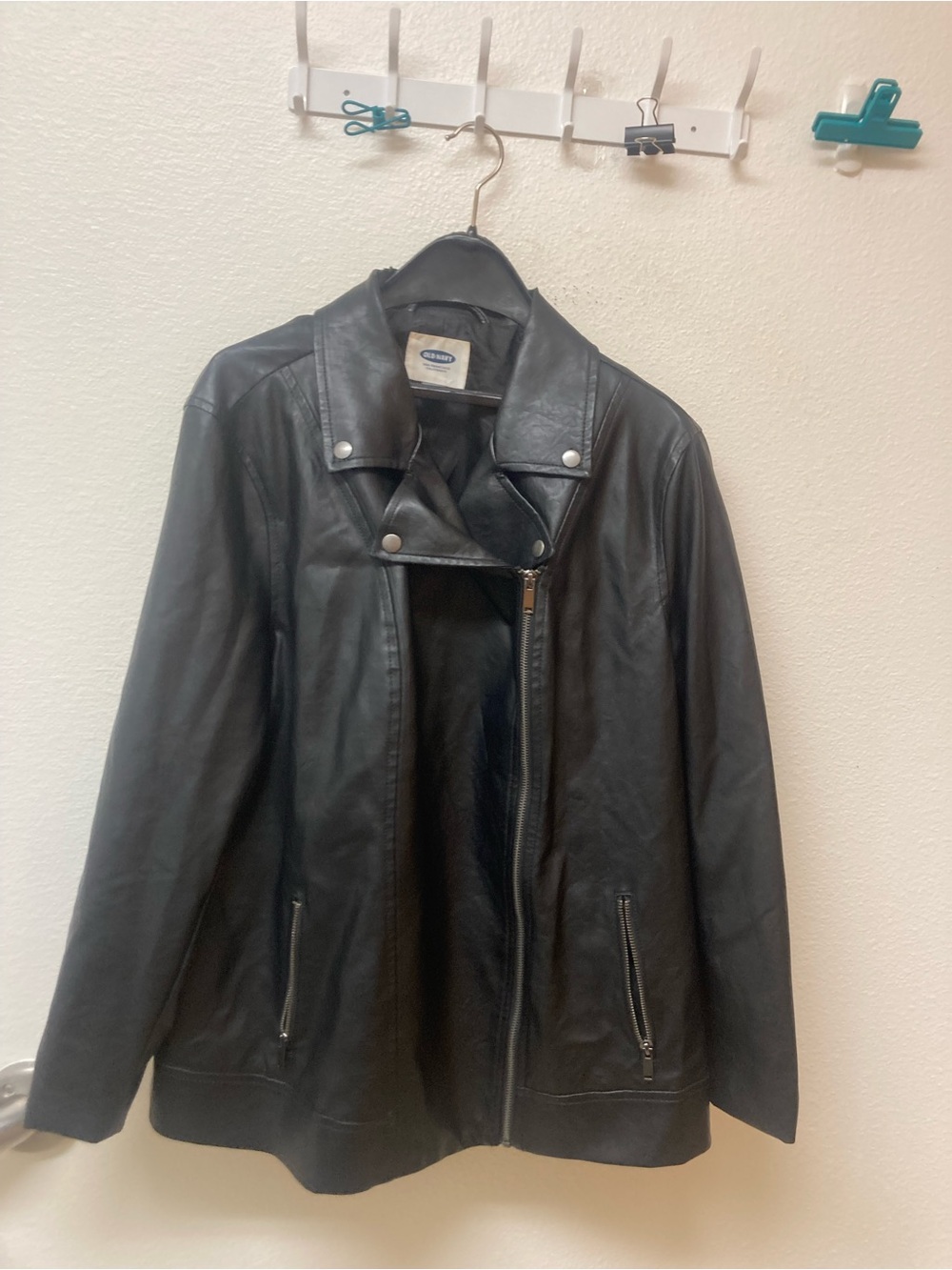 OLD NAVY Black Faux Leather Moto Jacket (2X)
